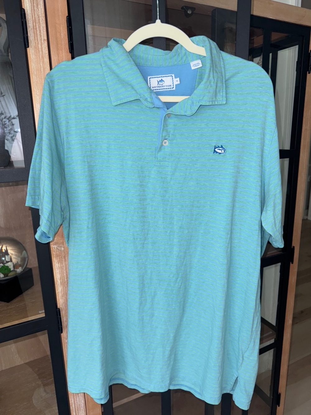 Southern Tide performance polo short sleeve striped golf skipjack fantail